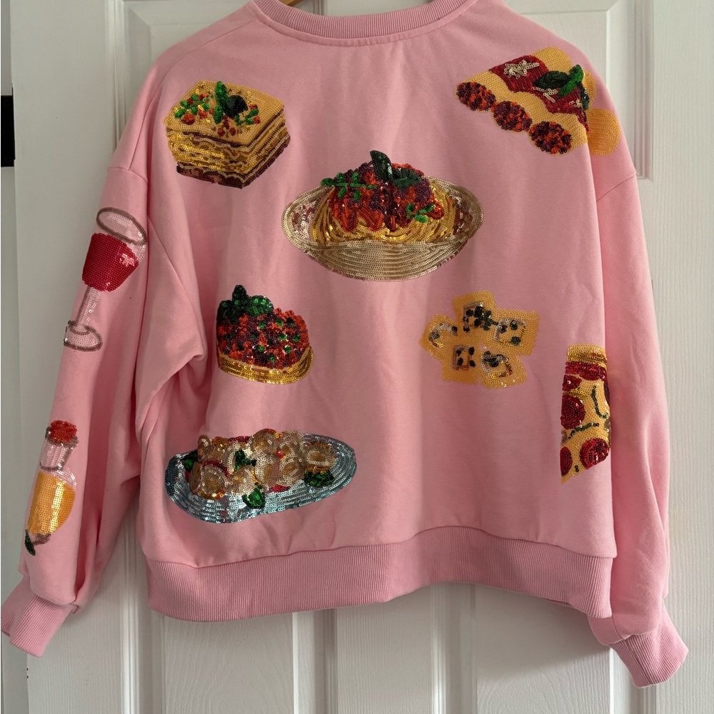 QUEEN OF SPARKLES Queen of Carbs Pink Sweater - Picture 3 of 3